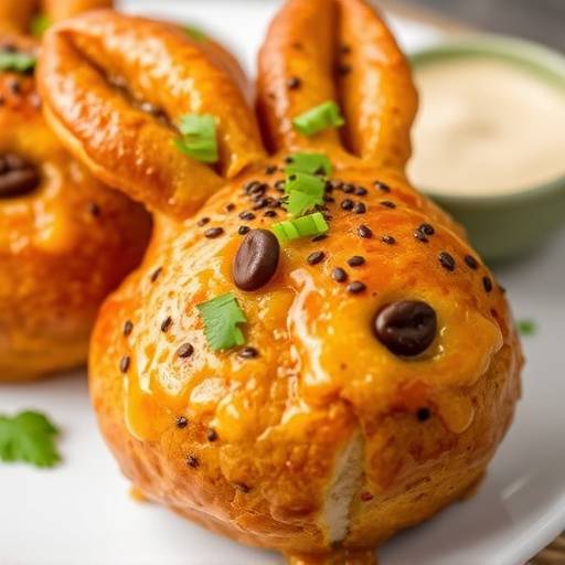 A close-up of a Bunny Chow, a hollowed-out loaf of bread filled with curry.