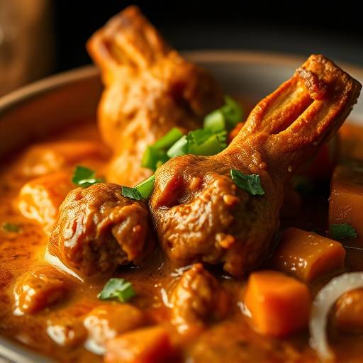 A close up view of a bunny chow loaf filled with a delicious lamb curry