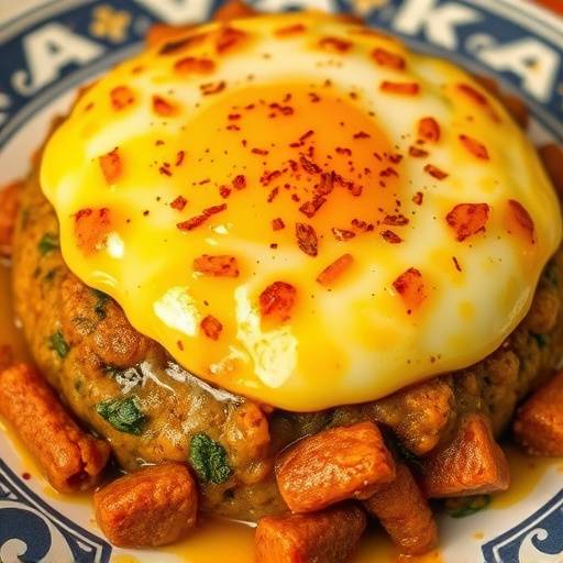 Bobotie, a spiced minced meat dish baked with an egg-based topping