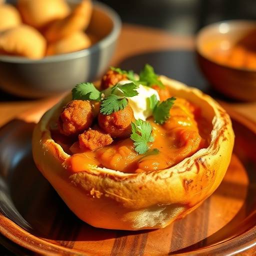 Bunny Chow, a hollowed-out loaf of bread filled with curry